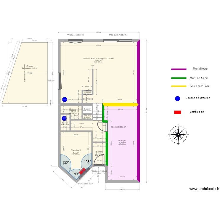 ML24013508. Plan de 16 pièces et 105 m2