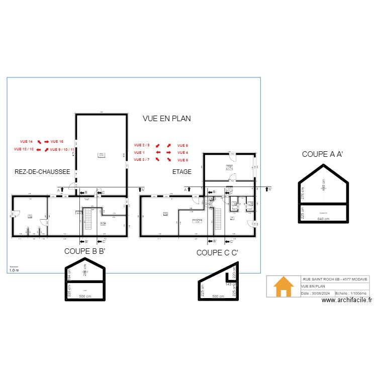 MAISON STREE - VUE EN PLAN. Plan de 5 pièces et 79 m2