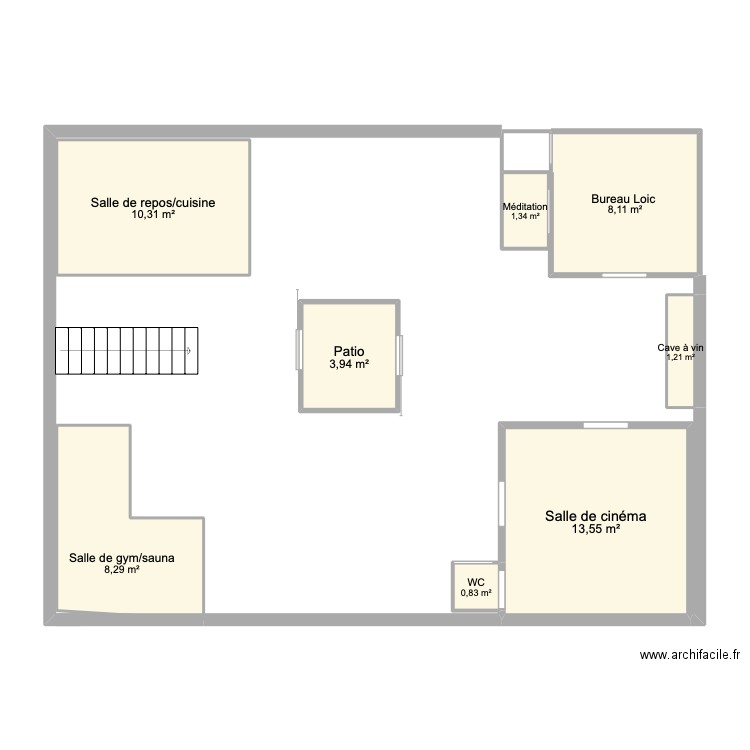 Plan maison Oriane. Plan de 8 pièces et 48 m2