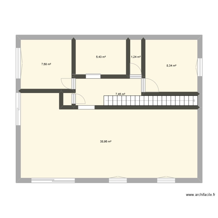 1er étage maison. Plan de 6 pièces et 69 m2