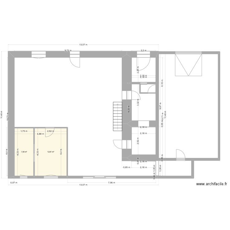 maison. Plan de 2 pièces et 20 m2