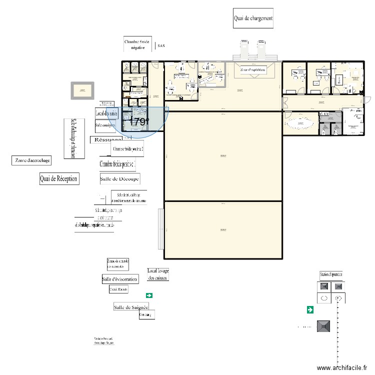 PLAN ABATTOIR [ENTREPRISE]. Plan de 50 pièces et 918 m2