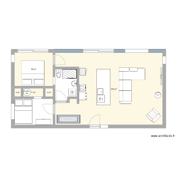 Chalet LAcBouchard. Plan de 7 pièces et 63 m2