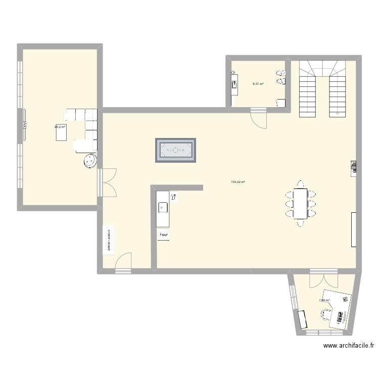 Casa. Plan de 4 pièces et 149 m2