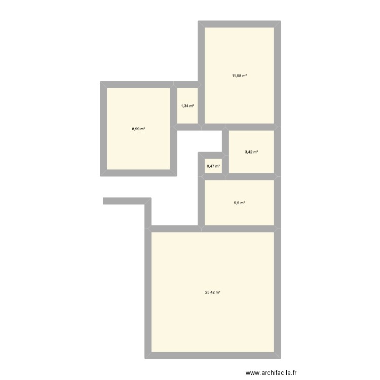 Ostende. Plan de 7 pièces et 57 m2