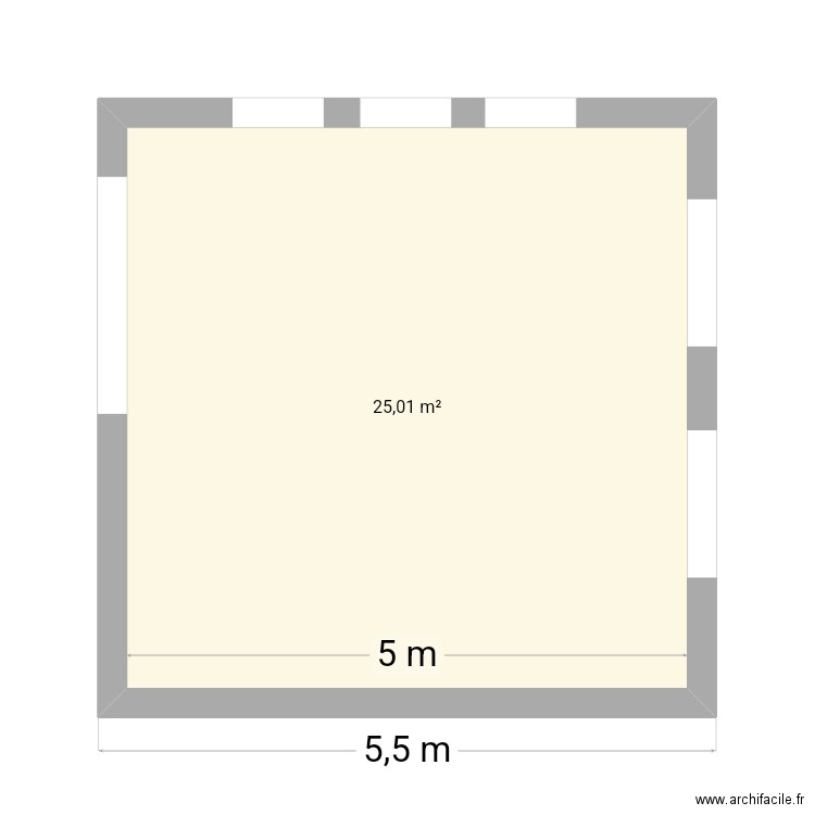 Extension. Plan de 1 pièce et 25 m2