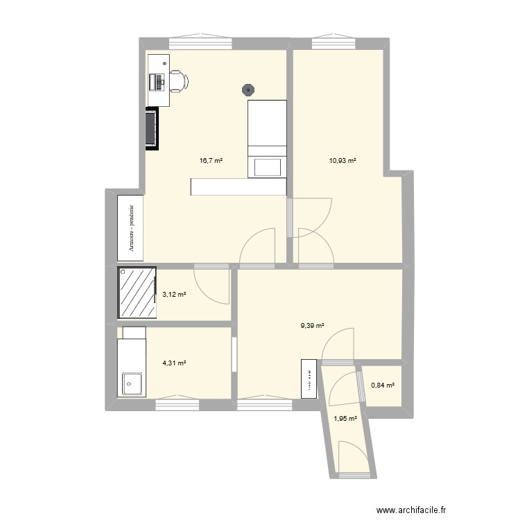 bernardins marie. Plan de 7 pièces et 47 m2