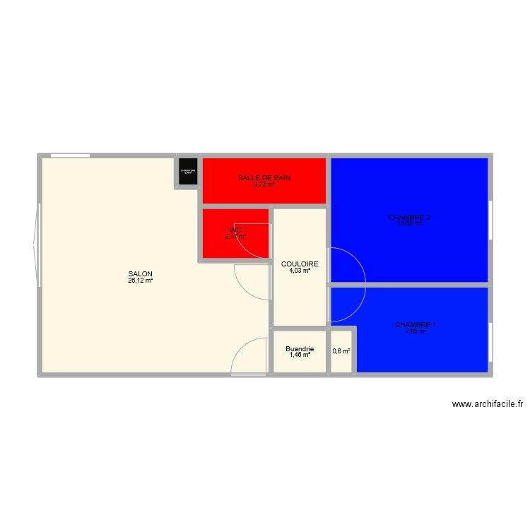 APPARTEMENT. Plan de 9 pièces et 59 m2