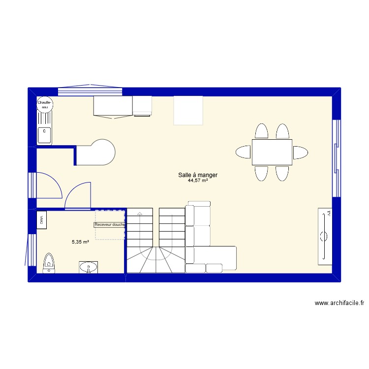 maison. Plan de 2 pièces et 50 m2