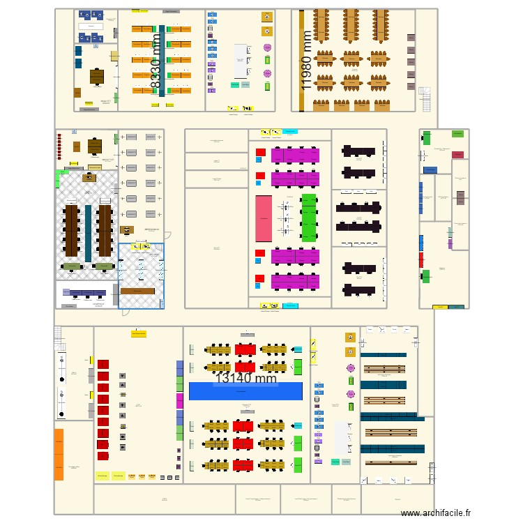 Plan final - TAGE 2. Plan de 39 pièces et 3869 m2