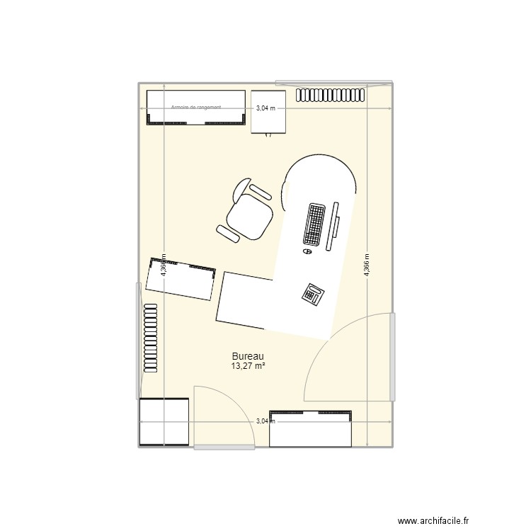 Plan 1. Plan de 1 pièce et 13 m2