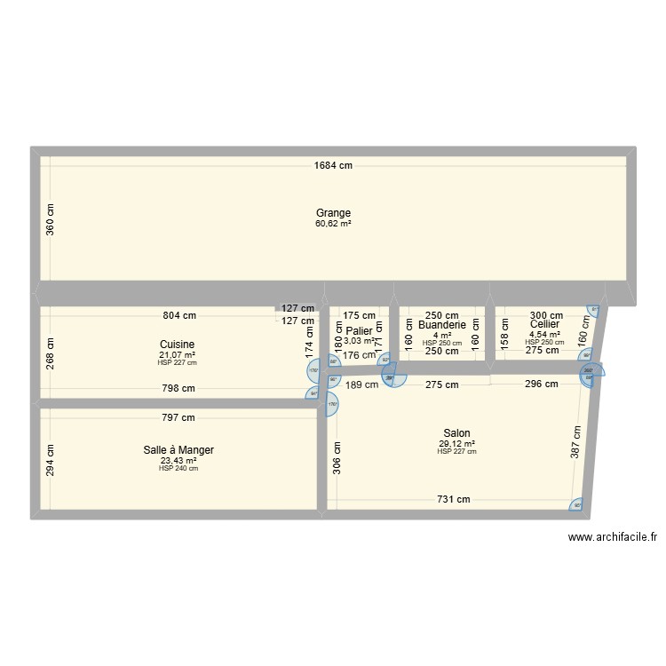 projet. Plan de 7 pièces et 146 m2