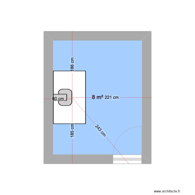 DR FARRET PROJET VETO. Plan de 1 pièce et 8 m2