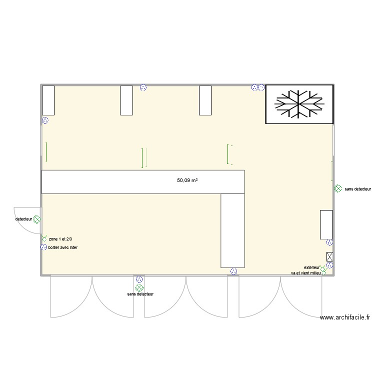 Aaa. Plan de 1 pièce et 50 m2