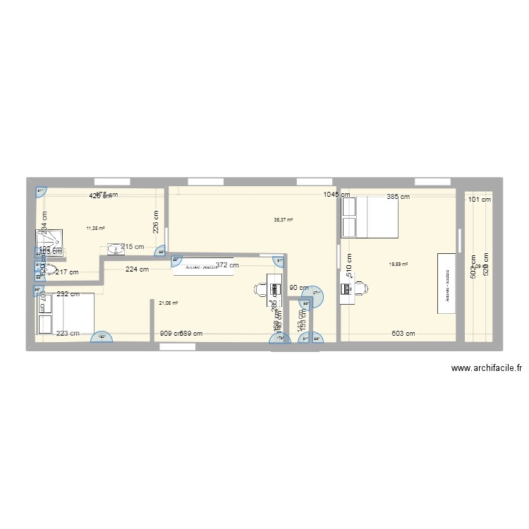 comble meubles. Plan de 5 pièces et 136 m2