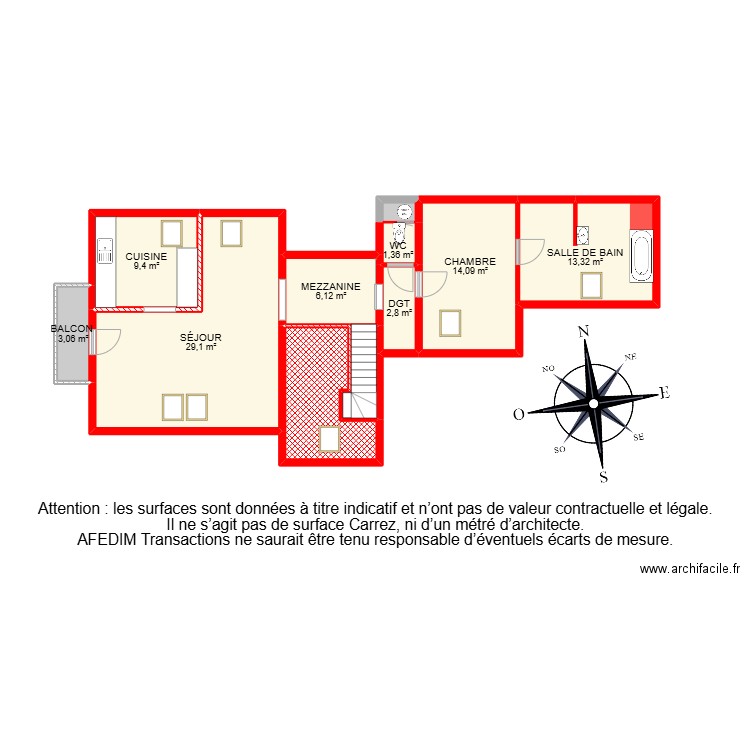 BI25109 -. Plan de 13 pièces et 105 m2