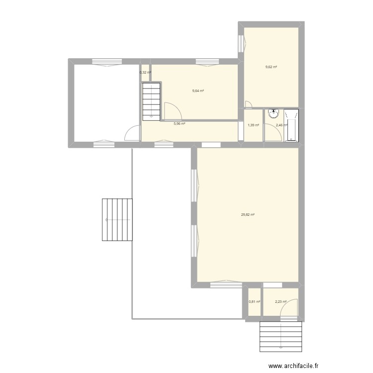 viroflay etage4. Plan de 9 pièces et 62 m2