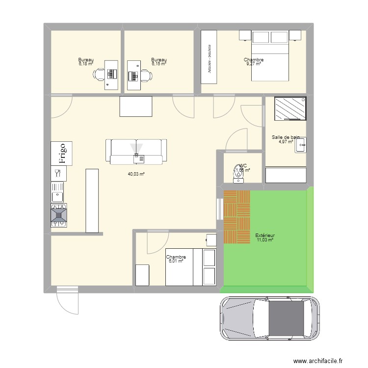 Kaly home. Plan de 8 pièces et 85 m2