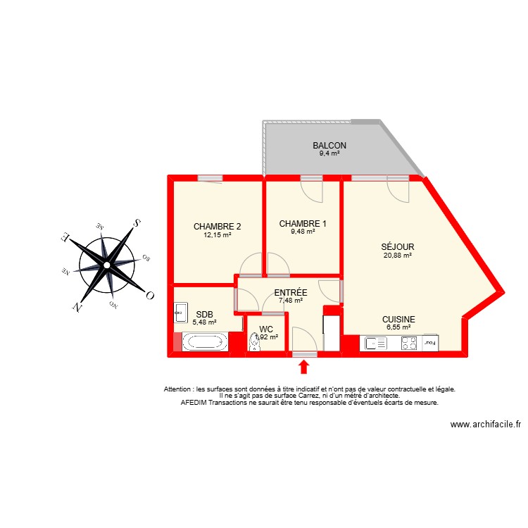 BI 23288 -. Plan de 14 pièces et 103 m2