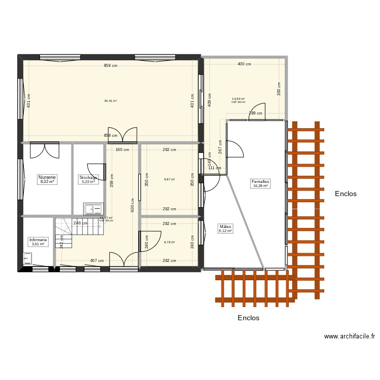 chatterie Laon etage. Plan de 10 pièces et 124 m2