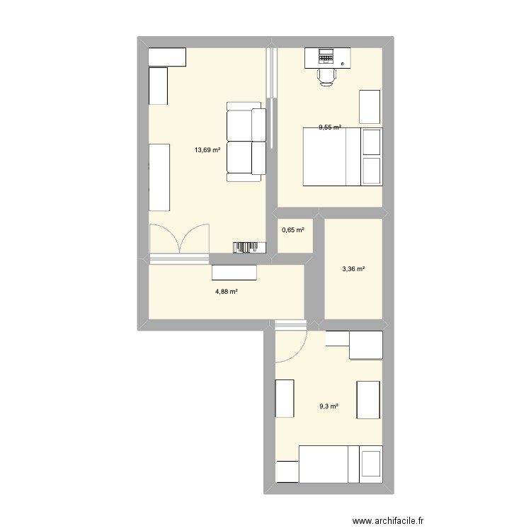 BRILLAT SAVARIN. Plan de 6 pièces et 41 m2