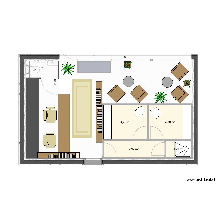 accueil. Plan de 4 pièces et 13 m2