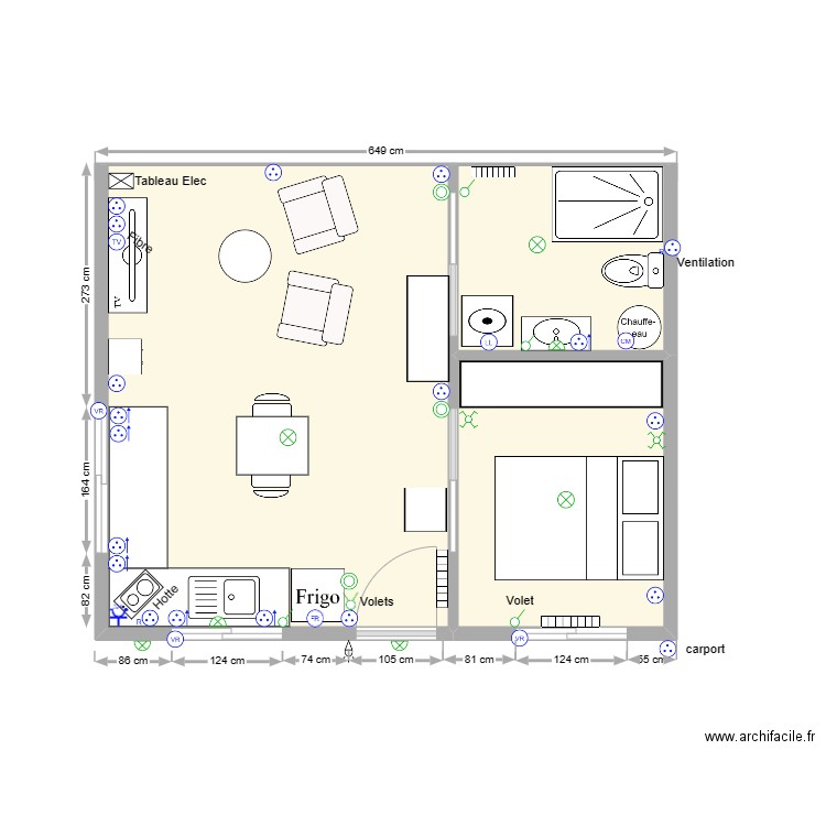 Locatif bernard 6 elec. Plan de 3 pièces et 31 m2