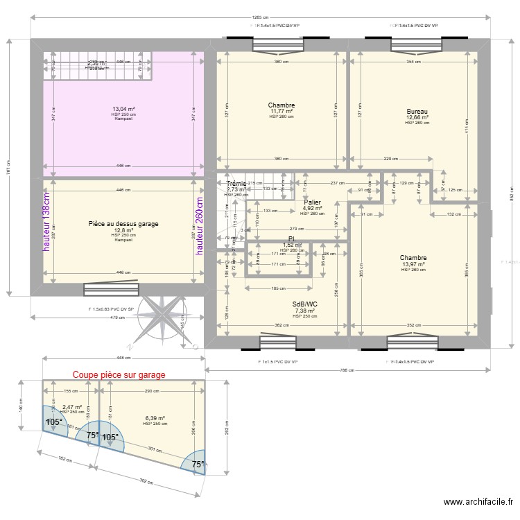 GOUMAUD. Plan de 17 pièces et 174 m2