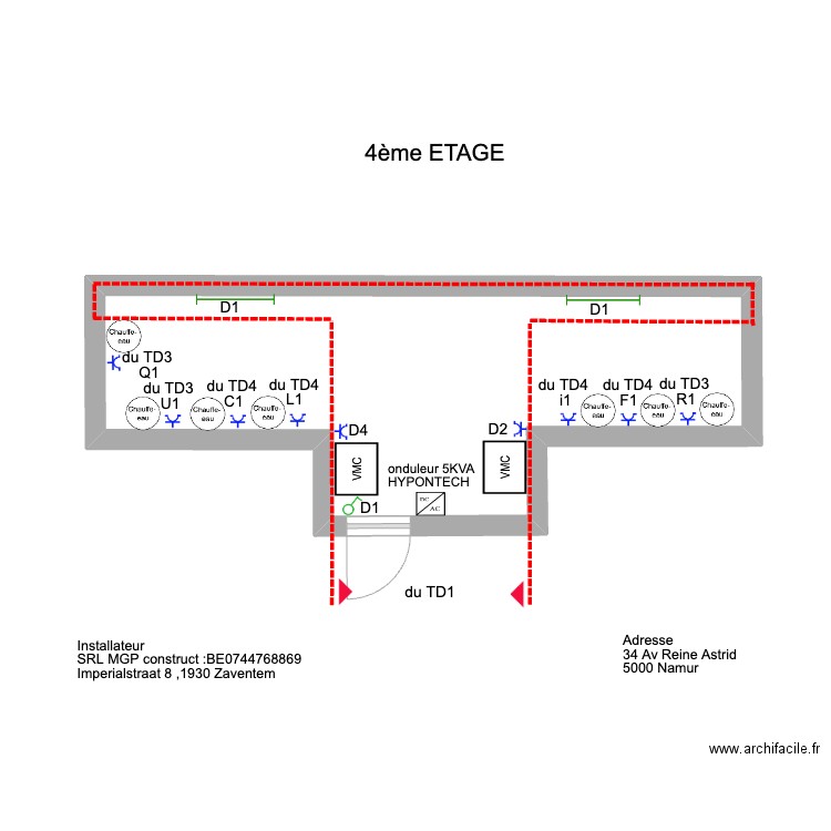 ok reine astrid 4em. Plan de 1 pièce et 17 m2