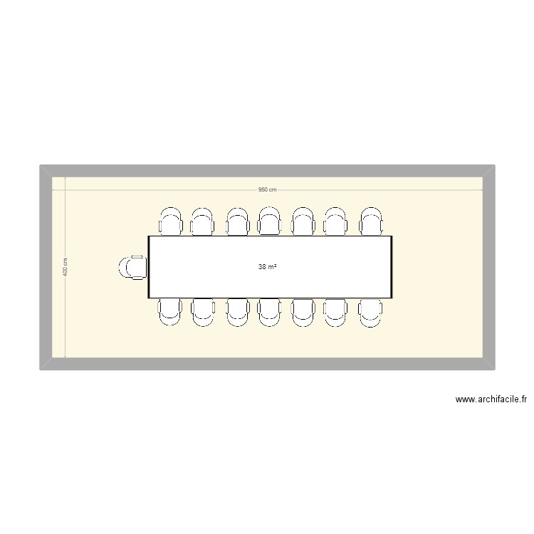 Salle Batiment 2 réunion. Plan de 1 pièce et 38 m2