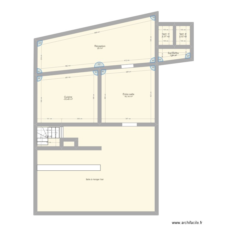 Restaurant MAULE. Plan de 7 pièces et 65 m2