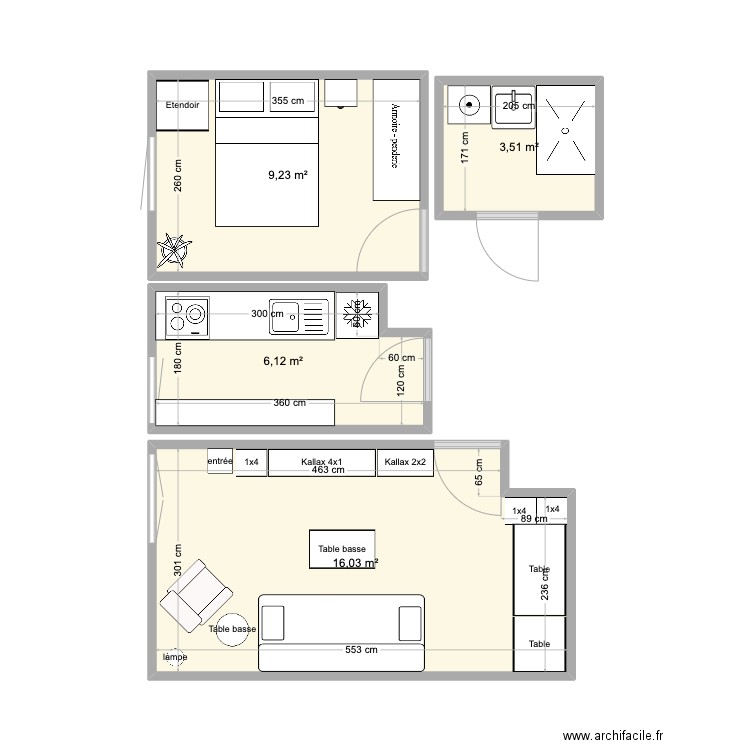 27 ter. Plan de 4 pièces et 35 m2