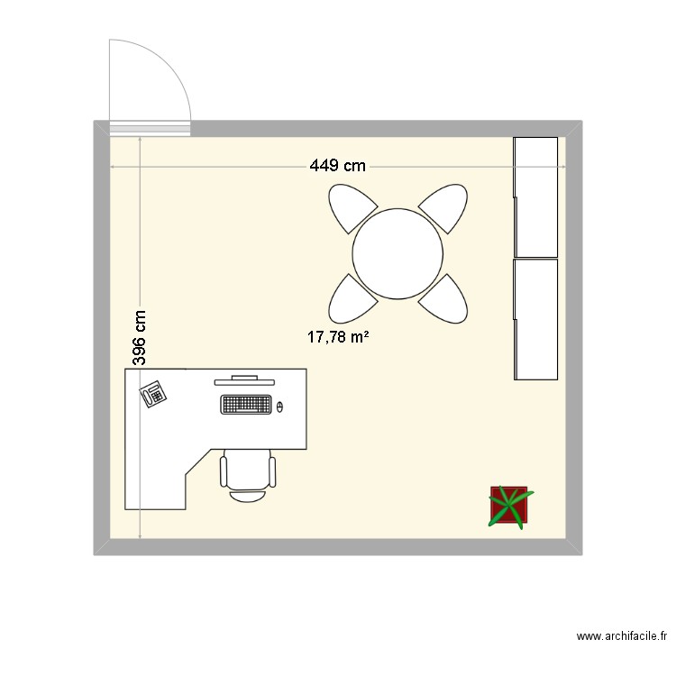 bureau sarah. Plan de 1 pièce et 18 m2