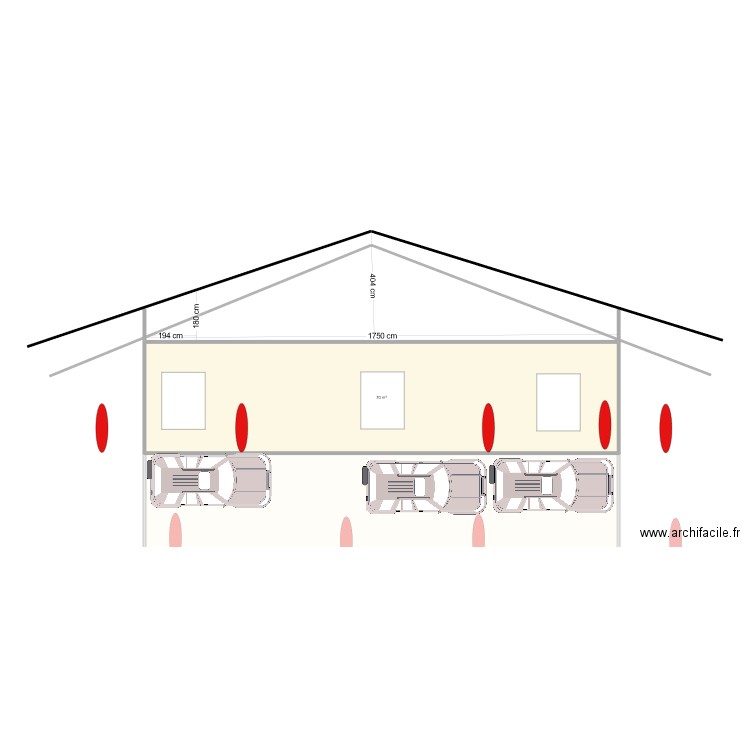 MUR MONTHYON. Plan de 3 pièces et 211 m2