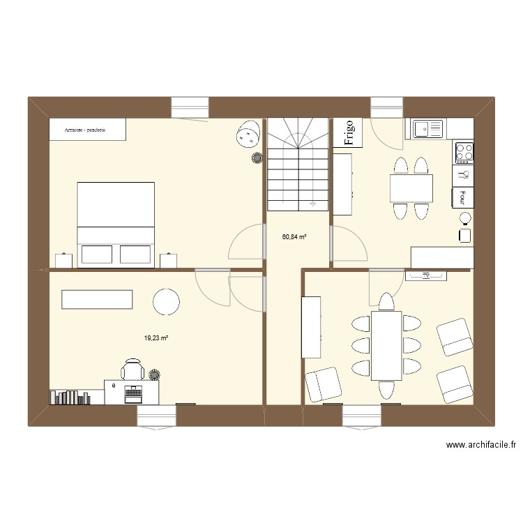 groix en bas. Plan de 2 pièces et 80 m2