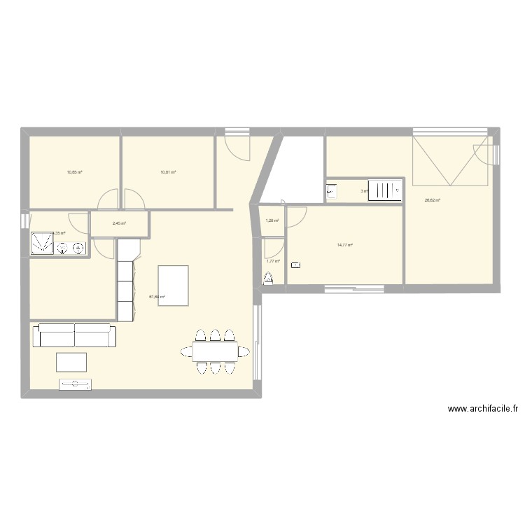 projet. Plan de 10 pièces et 137 m2