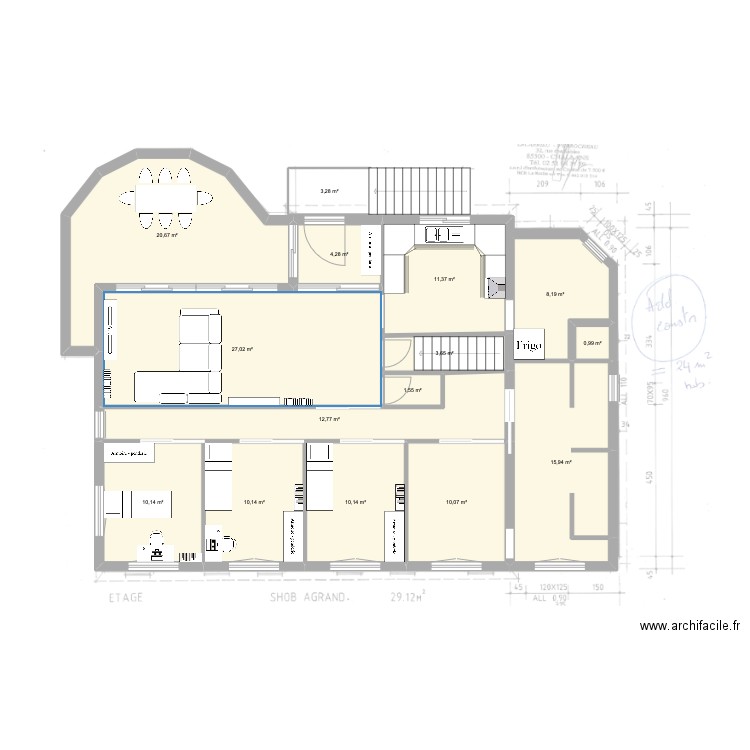 Maison StC. Plan de 15 pièces et 150 m2