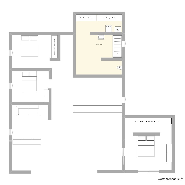 LACANAU 2. Plan de 1 pièce et 24 m2