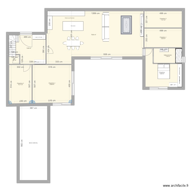 Projet Gwen et Tony. Plan de 10 pièces et 224 m2