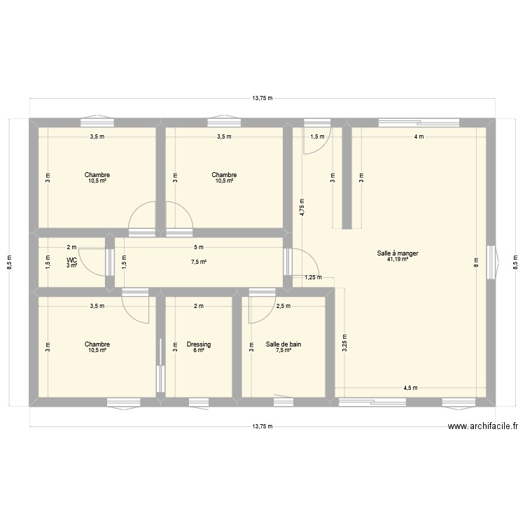 Location. Plan de 8 pièces et 97 m2