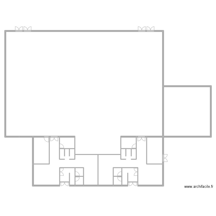 gymnase. Plan de 14 pièces et 900 m2