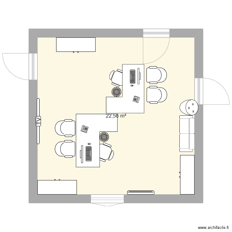 Facile@30. Plan de 1 pièce et 23 m2