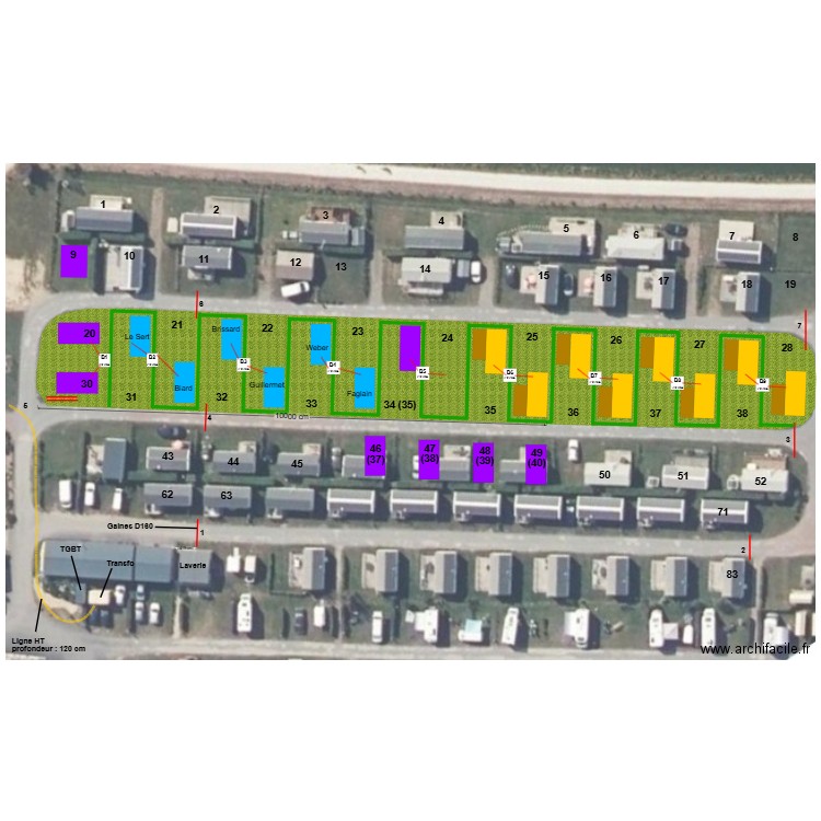 Implantation des Fourreaux. Plan de 0 pièce et 0 m2