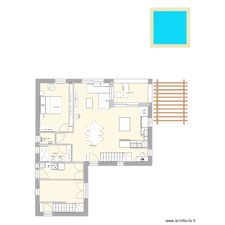 MAison. Plan de 21 pièces et 235 m2