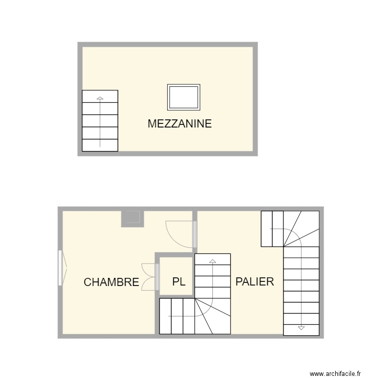 MEZZANINE  VAUVERT . Plan de 6 pièces et 24 m2