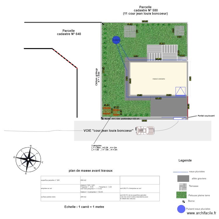 plan masse existant. Plan de 1 pièce et 116 m2