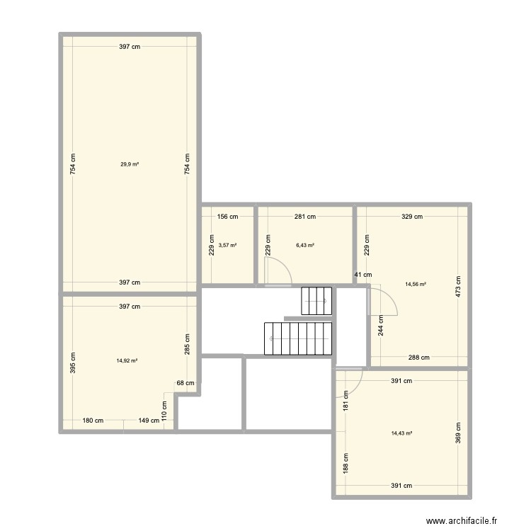 maison étage. Plan de 6 pièces et 84 m2