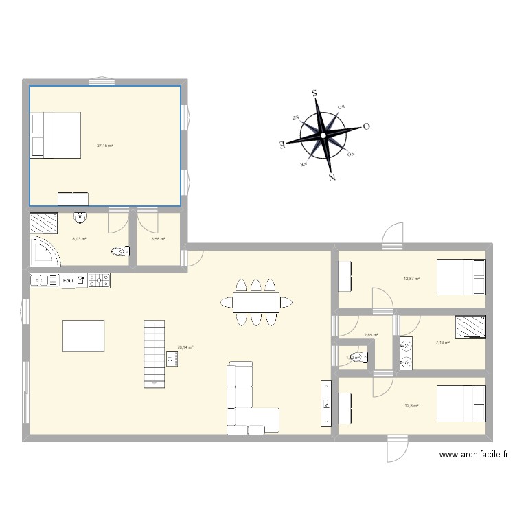 maison maiguezin. Plan de 9 pièces et 154 m2