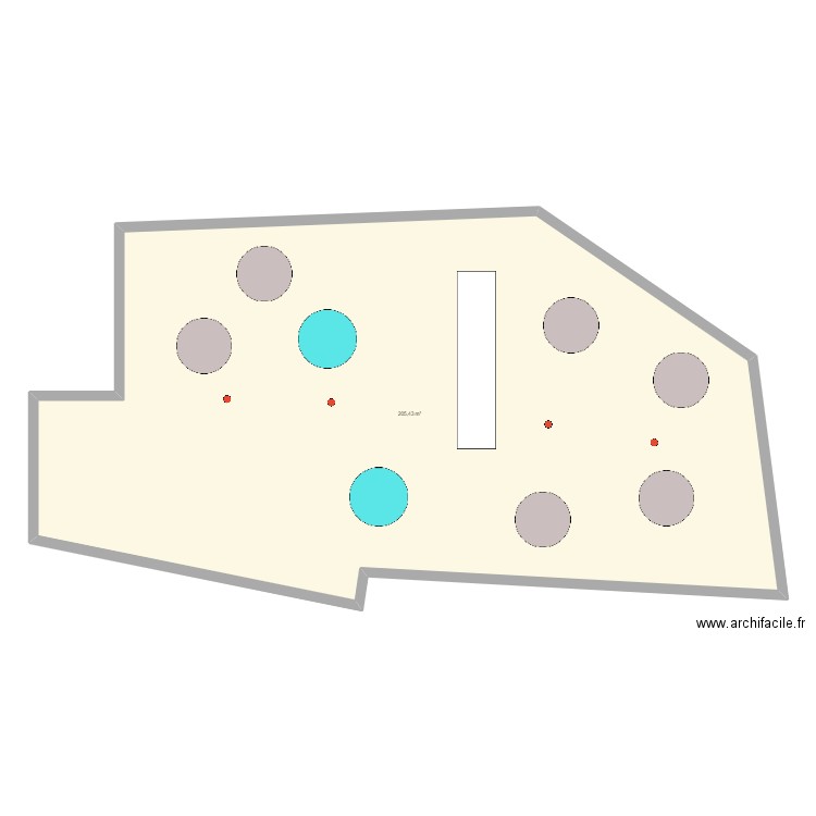 Plan de table. Plan de 1 pièce et 205 m2