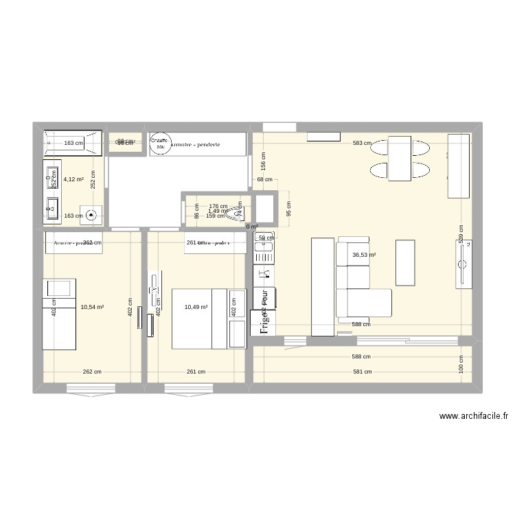 bercy_cible. Plan de 7 pièces et 64 m2